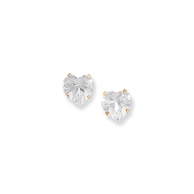 9ct Gold Cubic Zirconia Heart Stud Earring