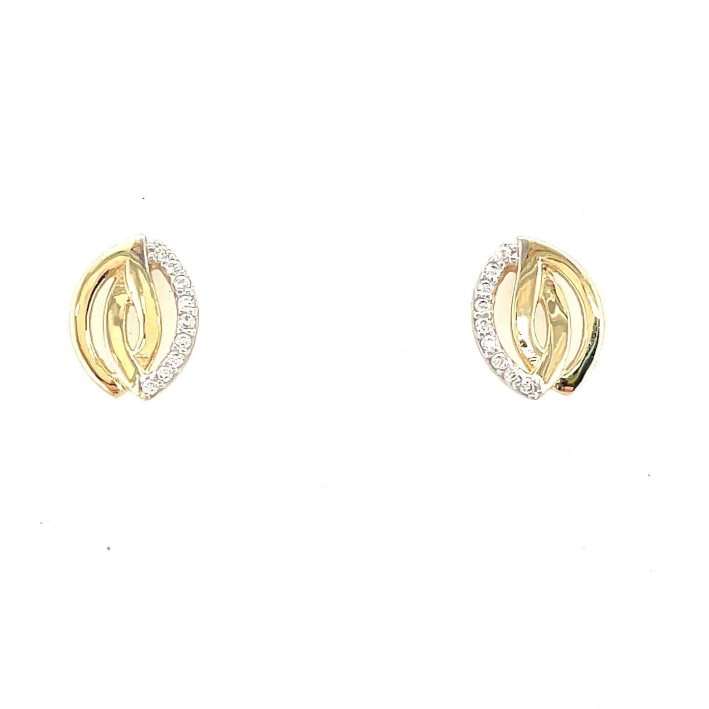 9ct Gold Open Oval Link Cubic Zirconia Stud Earring