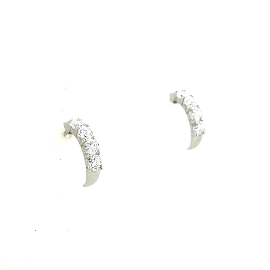 9ct White Gold Cubic Zirconia Half Hoop Earring