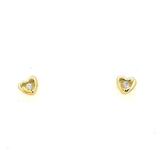 9ct Gold Cubic Zirconia Centre Heart Stud Earring