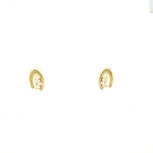 9ct Gold Open V Cubic Zirconia Stud Earring
