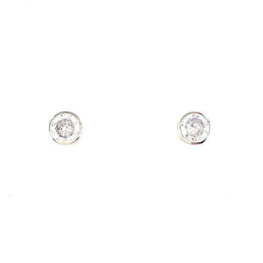 9ct White Gold Cubic Zirconia Rubover Stud Earring