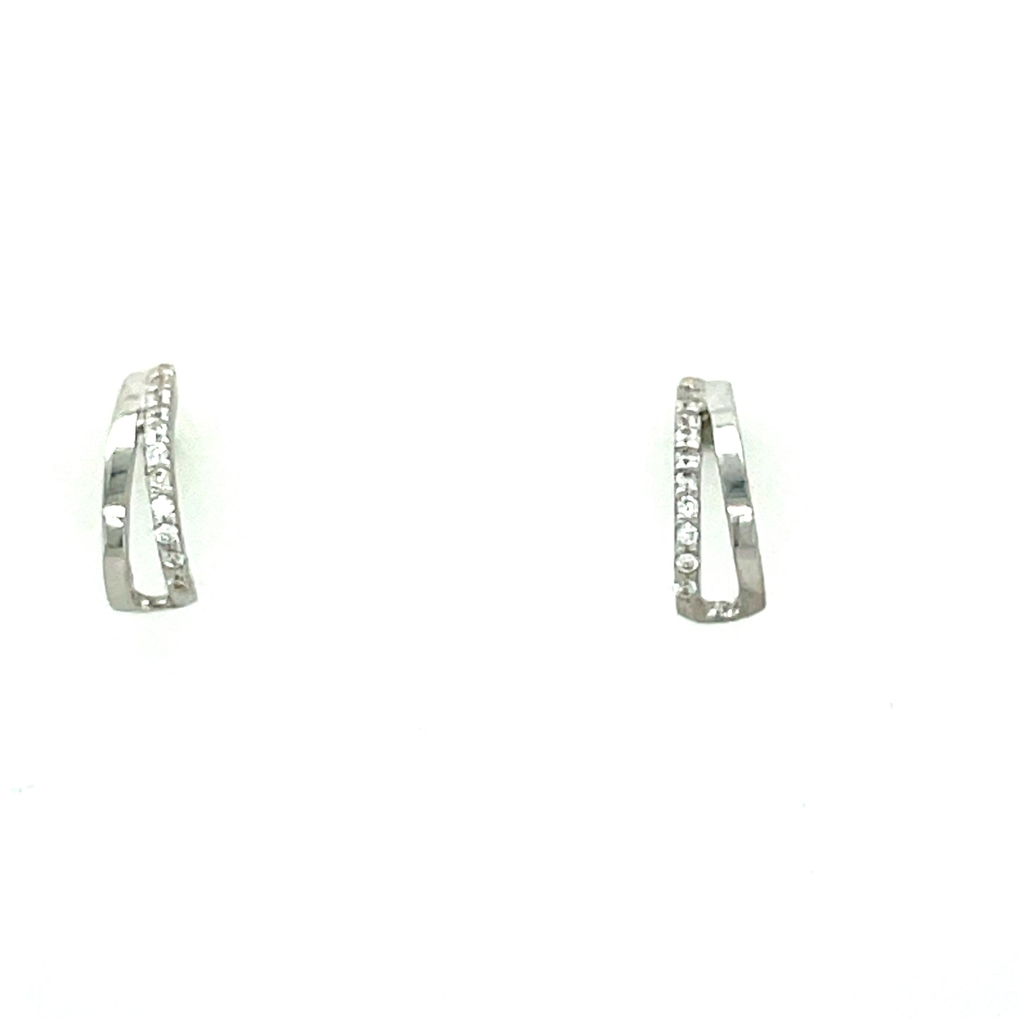 9ct White Gold 2 Line Open Cubic Zirconia Stud Earring