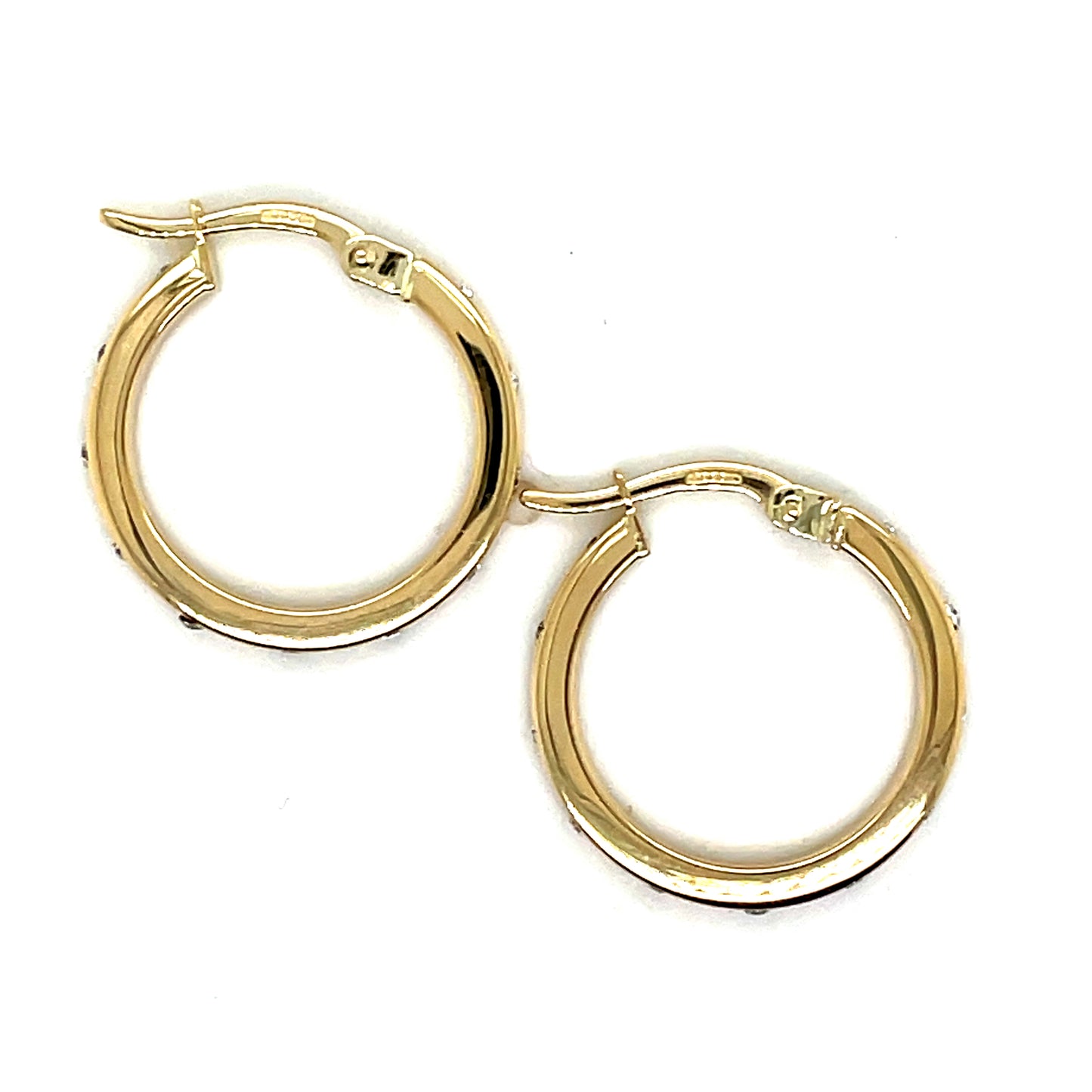 9ct Yellow Gold CZ Hoop Earrings