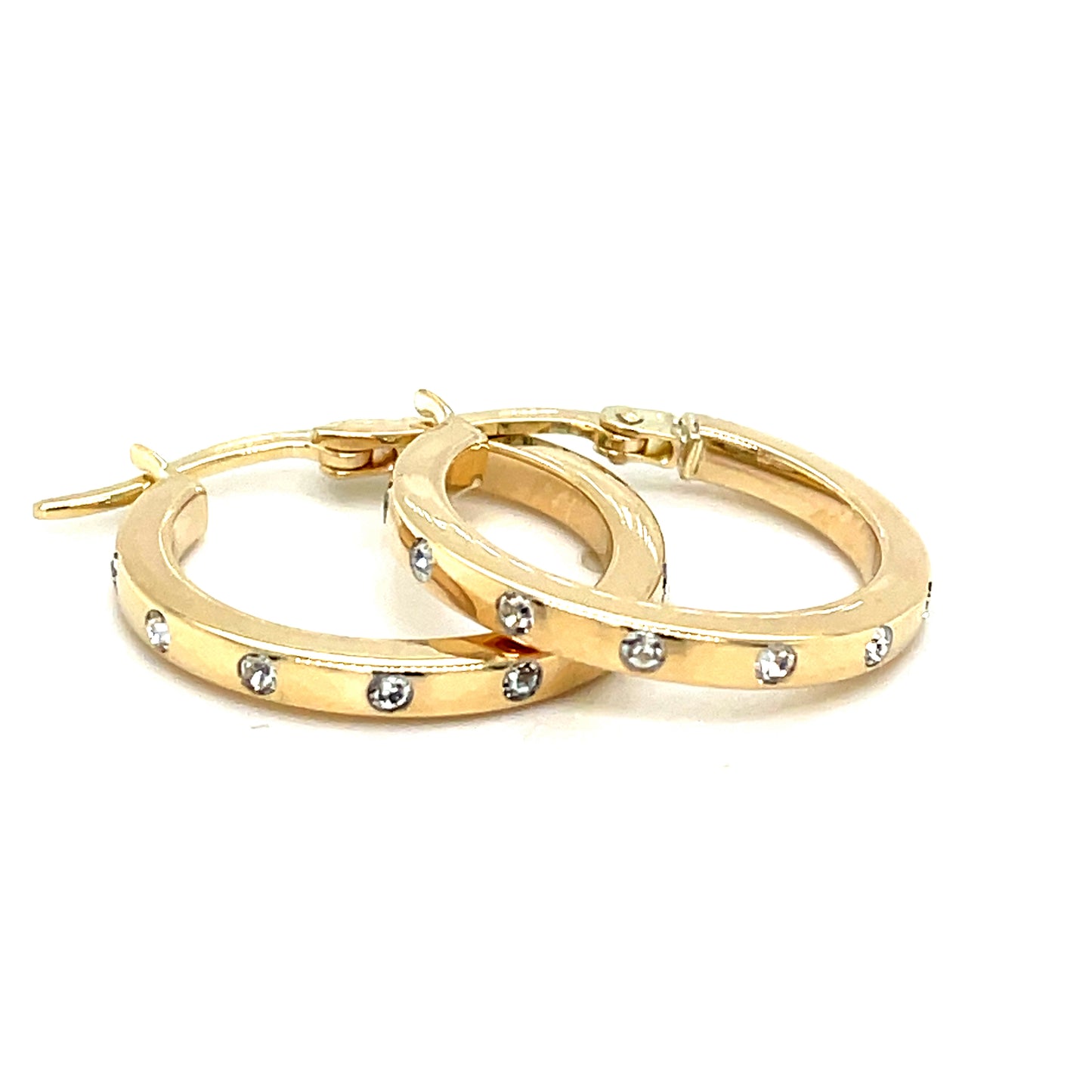 9ct Yellow Gold CZ Hoop Earrings