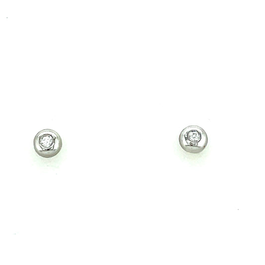 9ct White Gold Cubic Zirconia Rubover Stud Earring