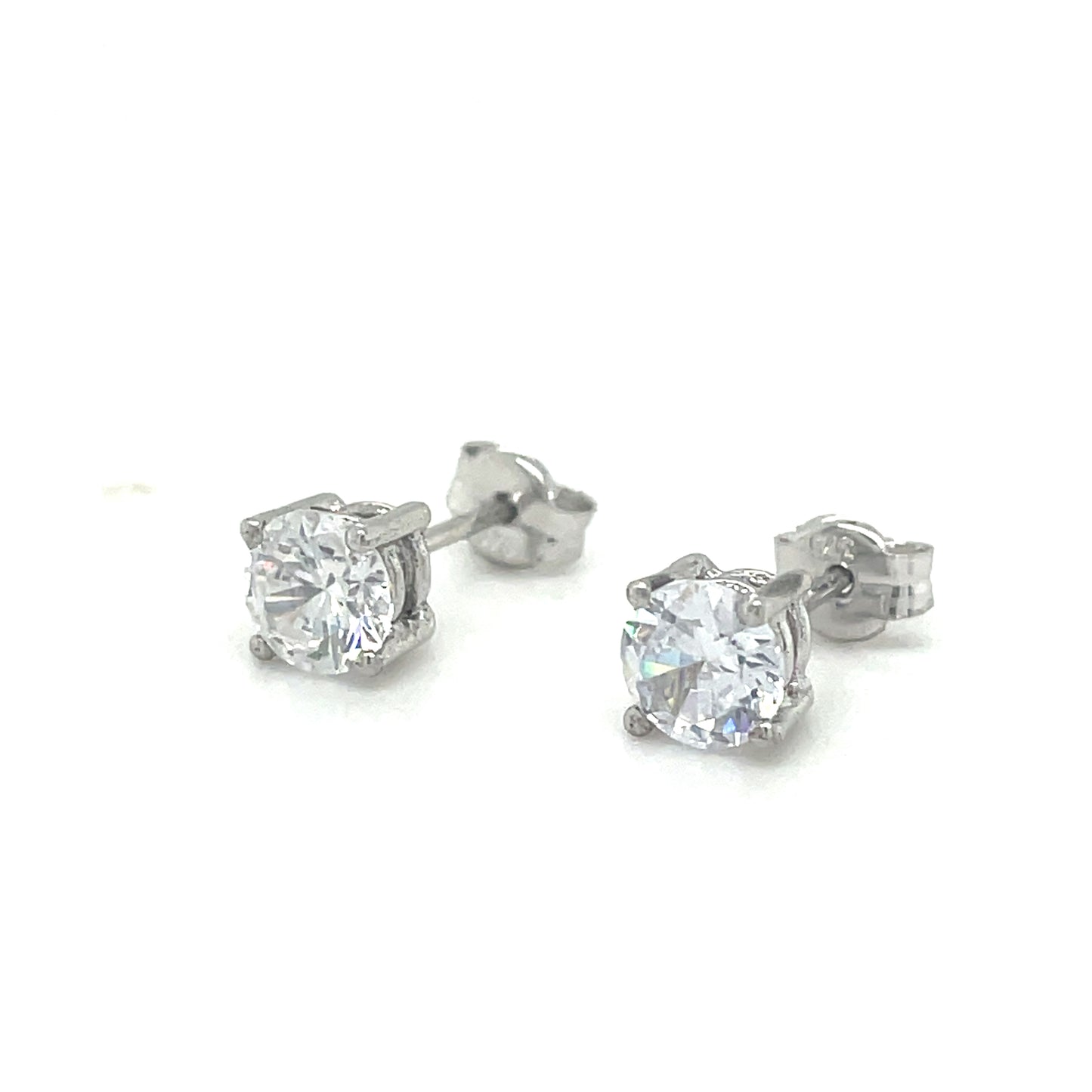 9ct White Gold 5mm Cubic Zirconia Stud Earring