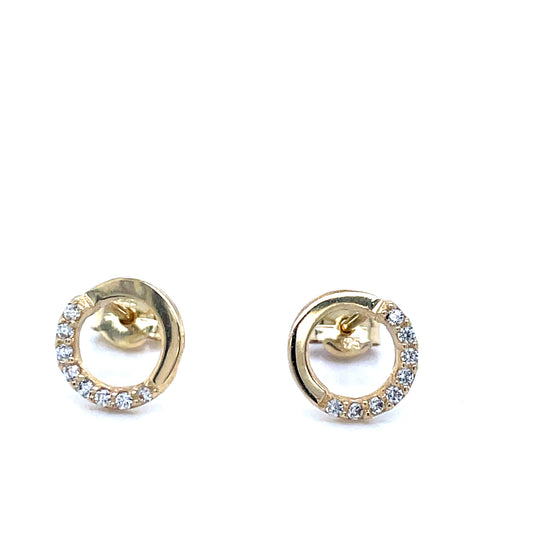 9ct Gold Open Circle Cubic Zirconia Stud Earring