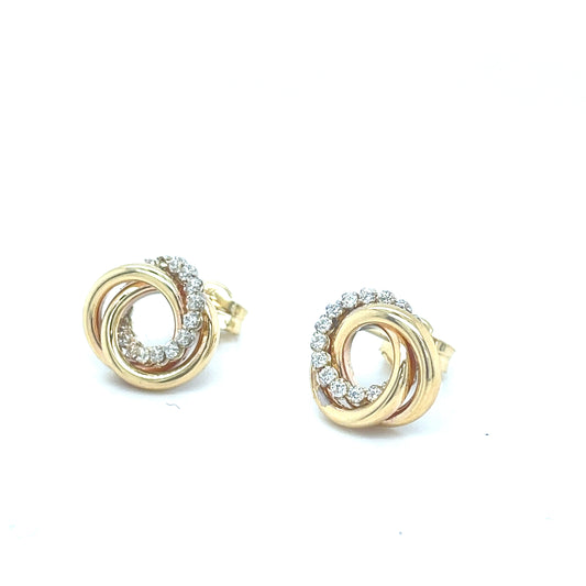 9ct Gold Open Cubic Zirconia Knot Stud Earring