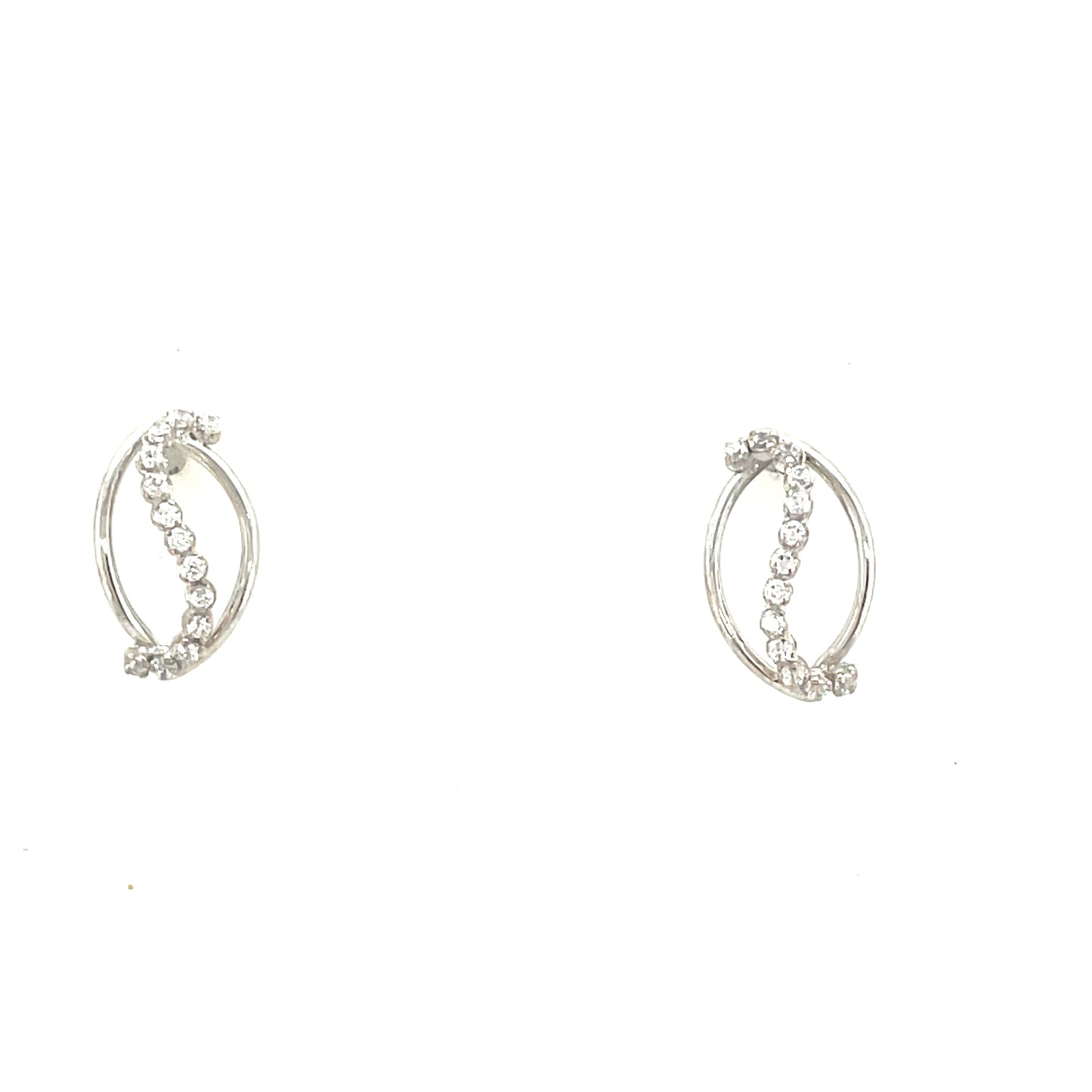 9ct White Gold Open Cubic Zirconia Swirl Earring