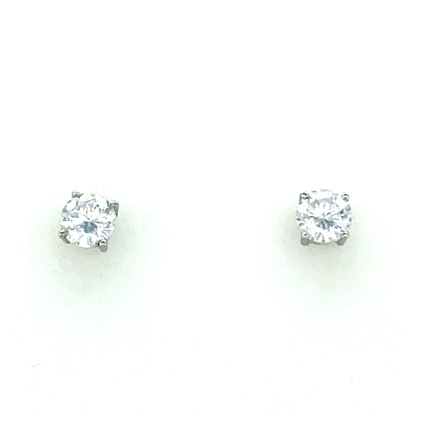 9ct White Gold 6mm Cubic Zirconia Stud Earring