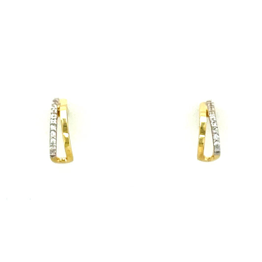 9ct Two Line Cubic Zirconia Stud Earring
