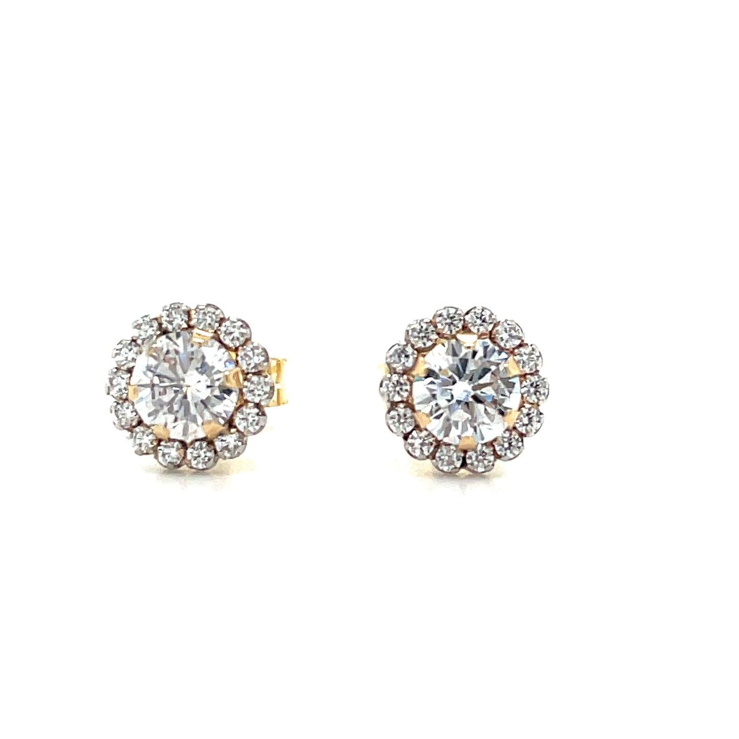 9ct Gold  Cubic Zirconia Round Cluster Earring