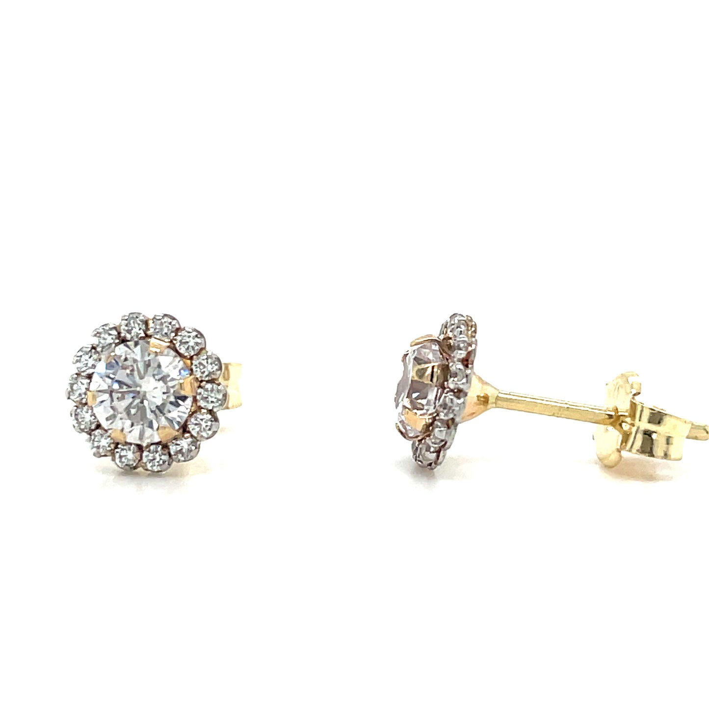 9ct Gold  Cubic Zirconia Round Cluster Earring