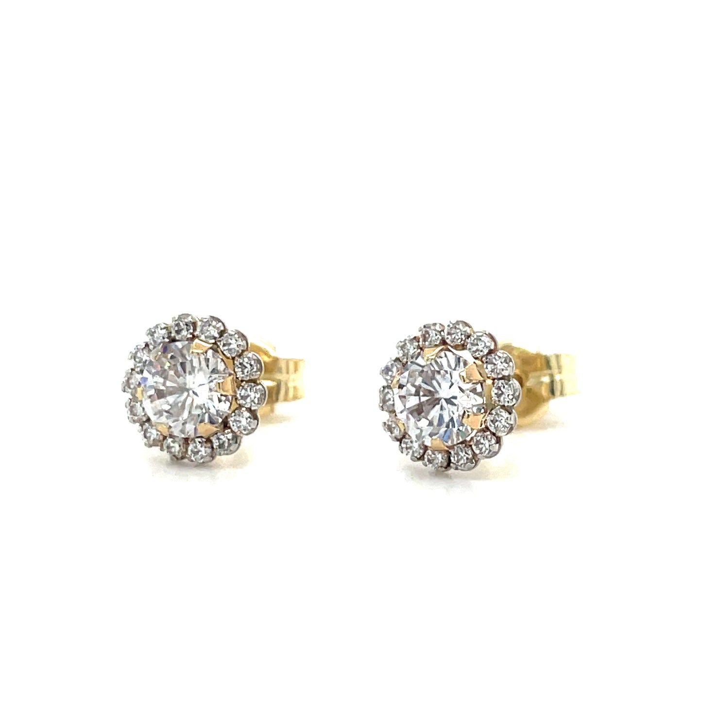 9ct Gold  Cubic Zirconia Round Cluster Earring