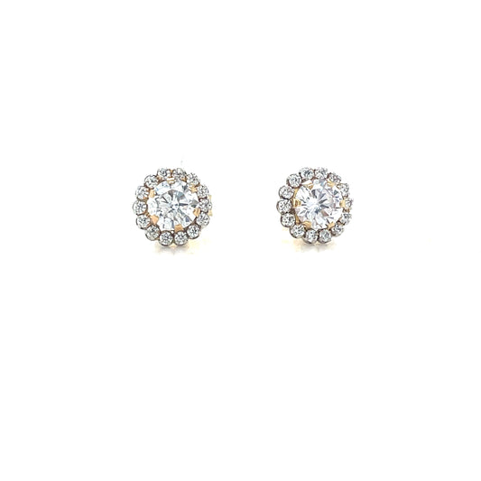 9ct Gold  Cubic Zirconia Round Cluster Earring