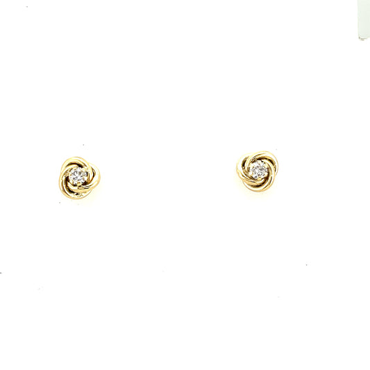 9ct Cubic Zirconia Centre Knot Stud Earring