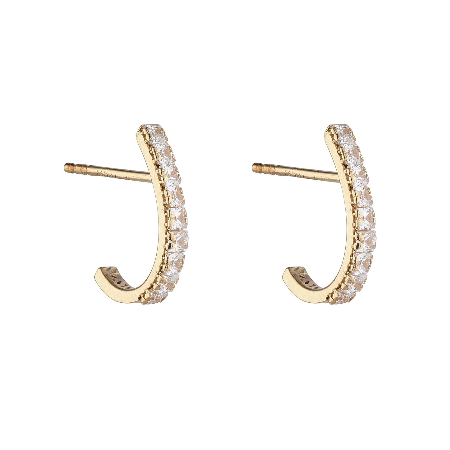 9ct Gold Cubic Zirconia Curve Earring
