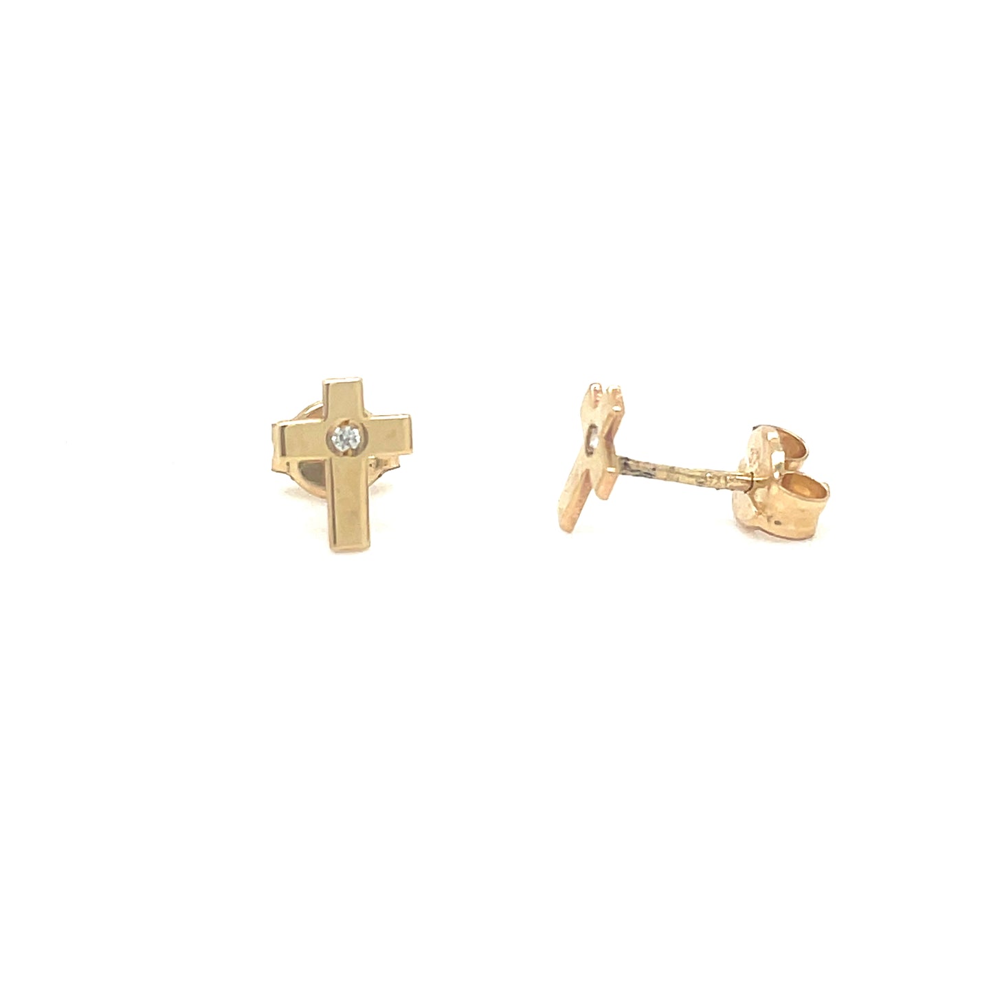 9ct Cubic Zirconia Centre Cross Stud Earring