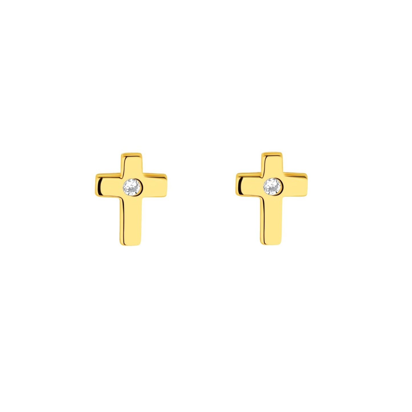 9ct Cubic Zirconia Centre Cross Stud Earring