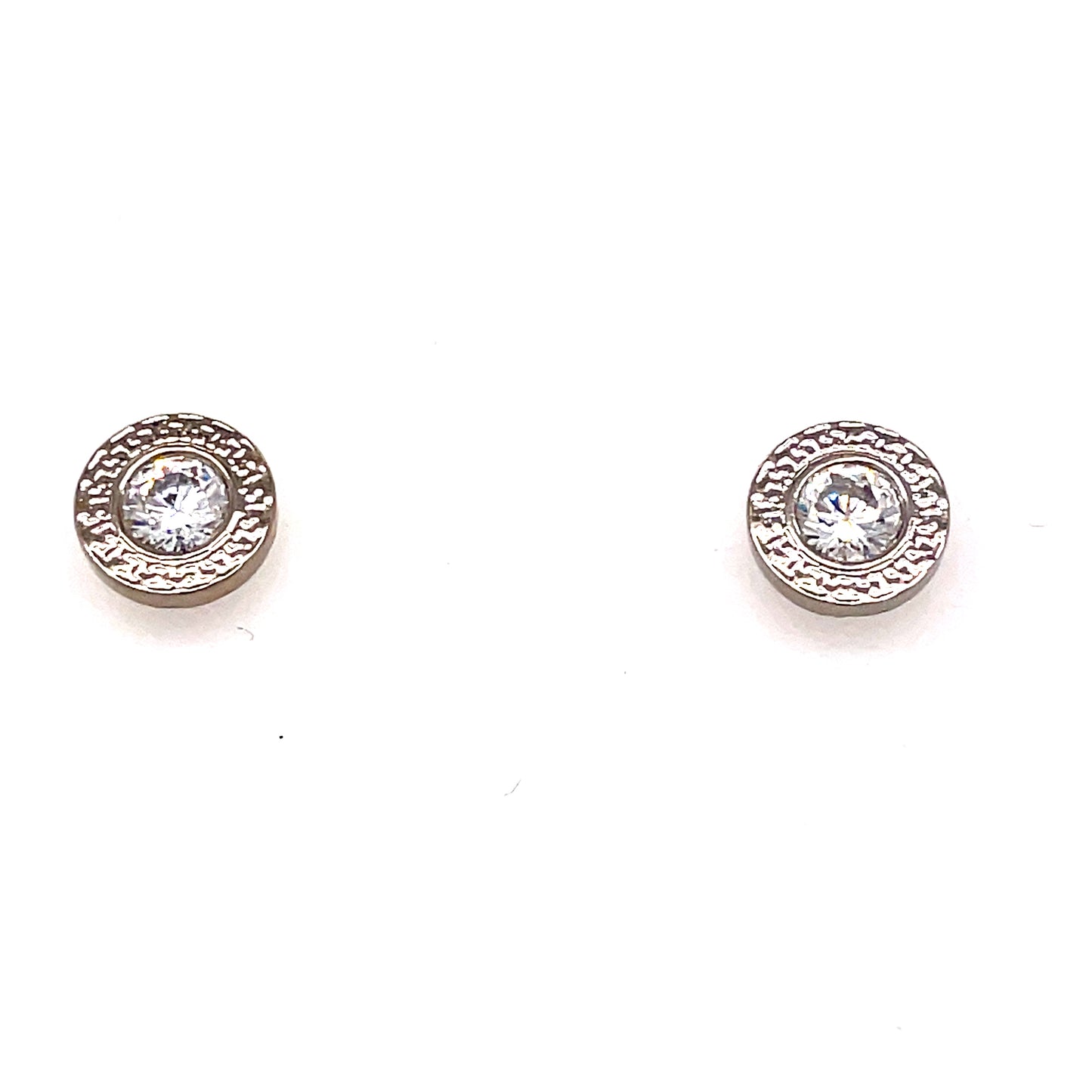 9 Carat White Gold Cubic Zircon Stud Earring