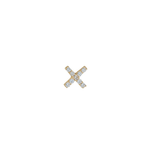 9ct Gold Cubic Zirconia X Single Stud Earring