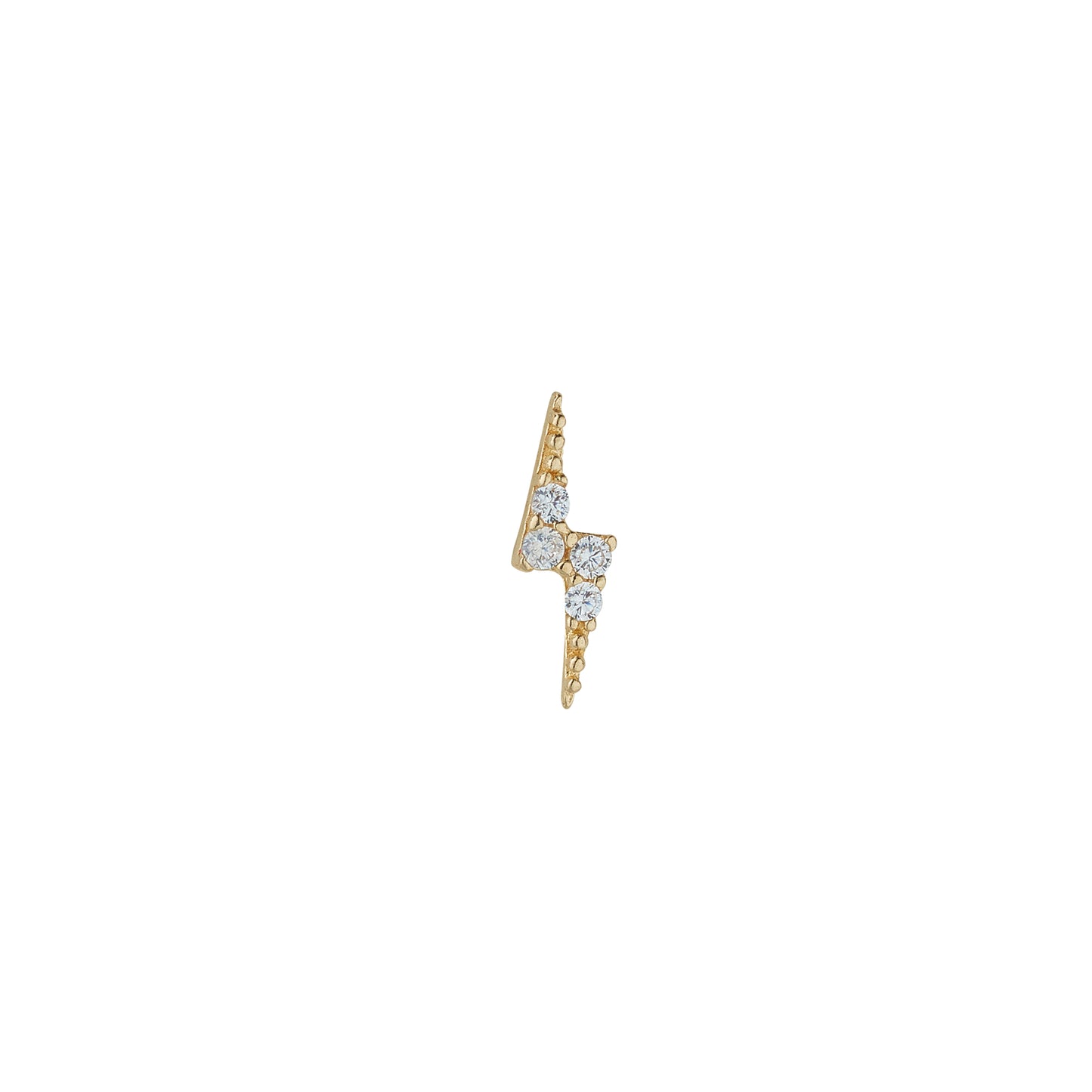 9ct Gold Cubic Zirconia Lightening Bolt Single Stud Earring