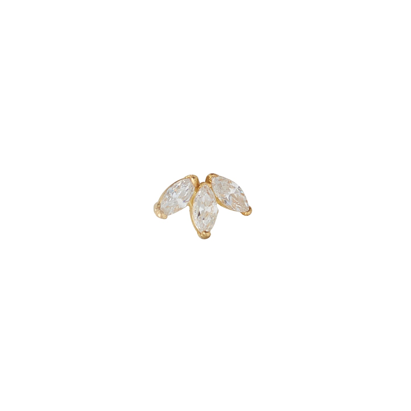 9ct Gold Cubic Zirconia Marquise Lotus Single Stud Earring