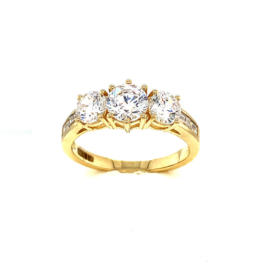 9ct Gold Cubic Zirconia Three Stone Dress Ring