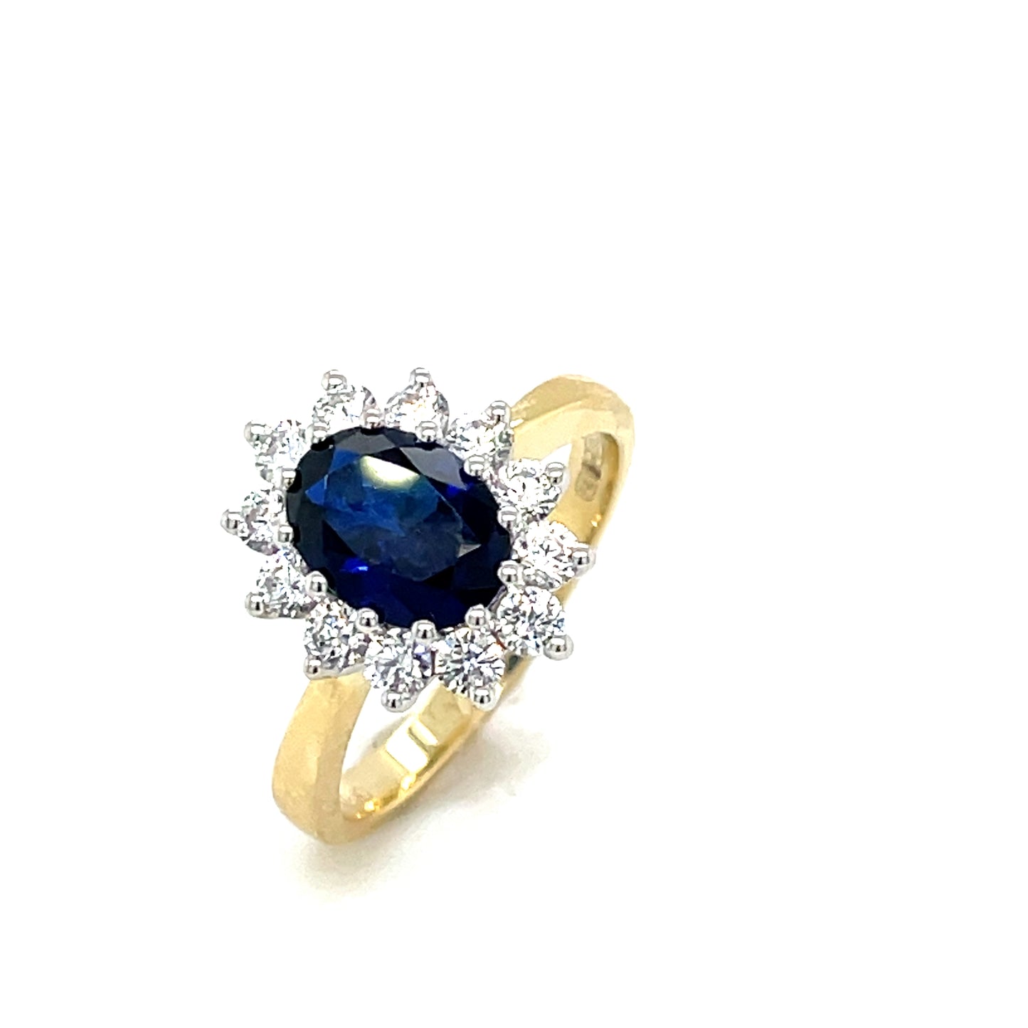 9ct Cultured Sapphire And Cubic Zirconia Oval Cluster Ring