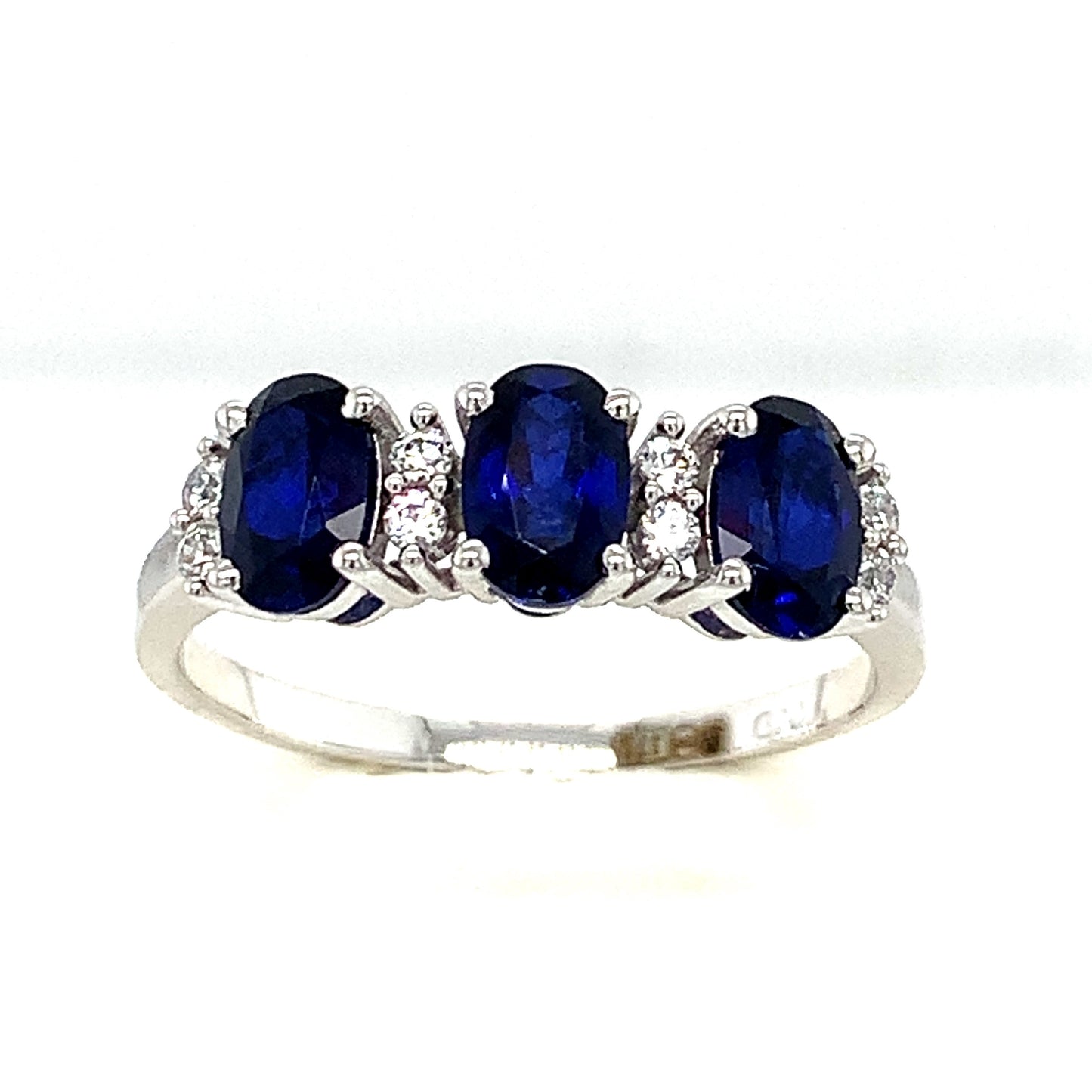 9ct White Gold Sapphire & Cubic Zirconia Dress Ring