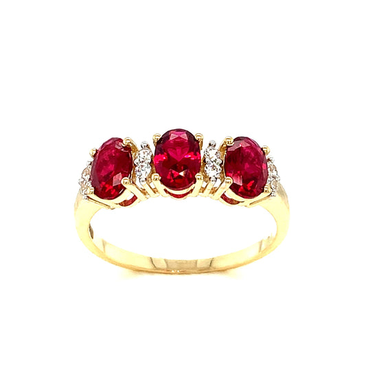 9ct Gold Cubic Zirconia & Ruby Dress Ring