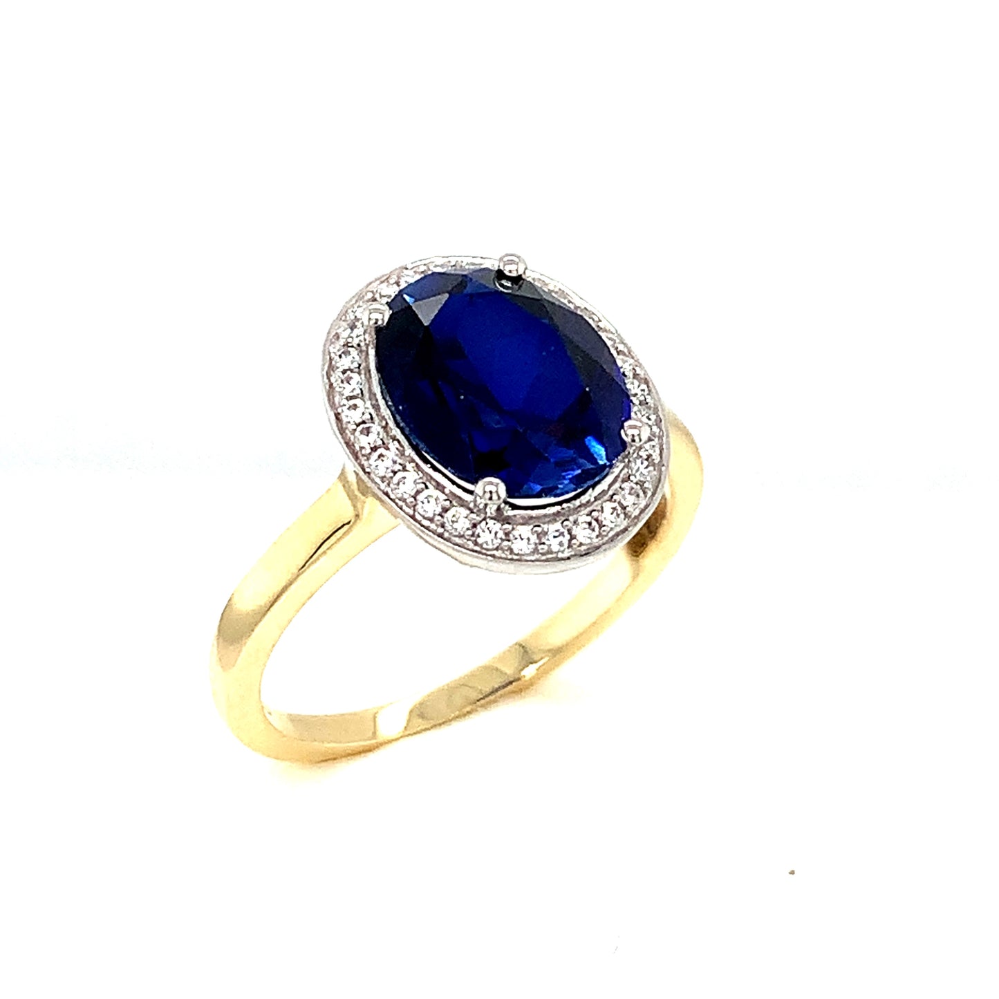9ct Sapphire And Cubic Zirconia Cluster Ring