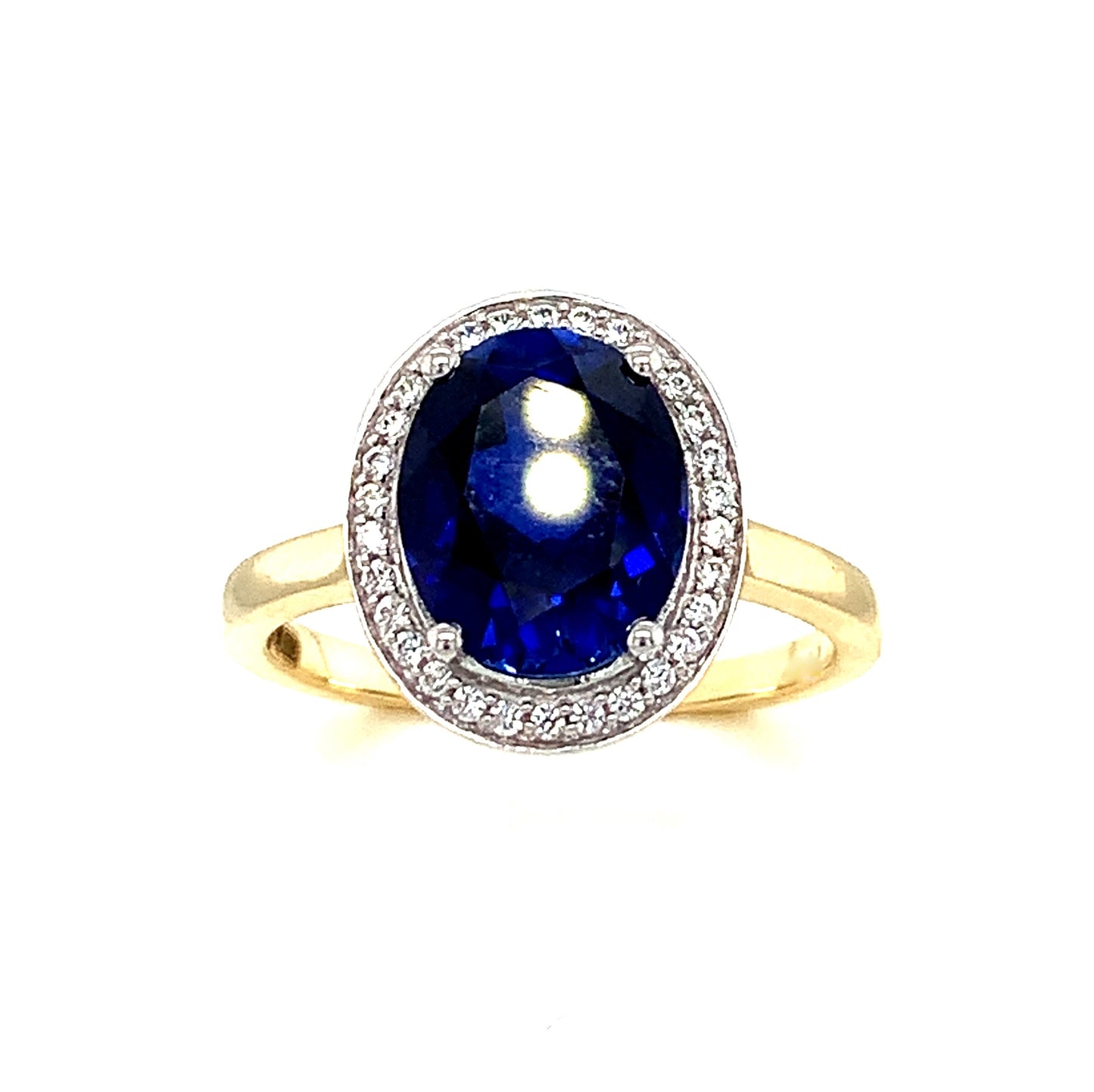9ct Sapphire And Cubic Zirconia Cluster Ring