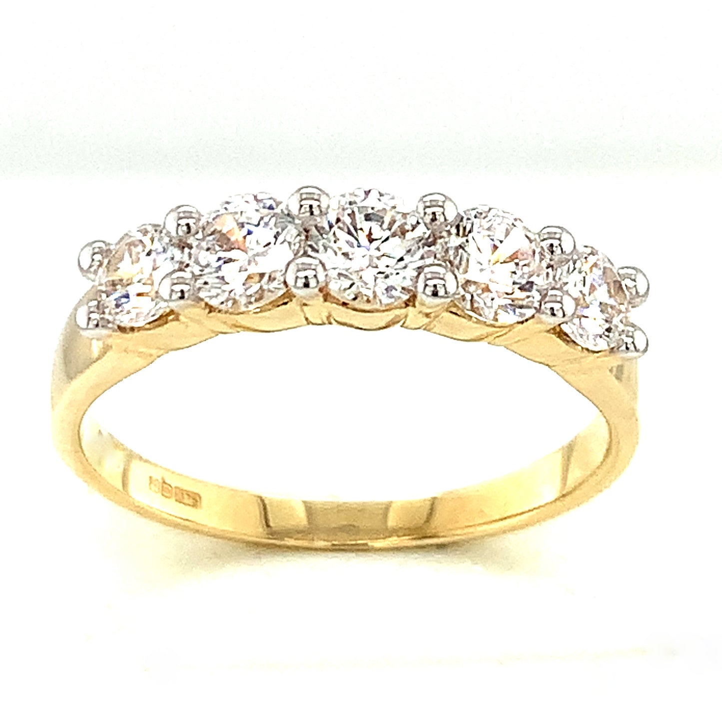 9ct Gold Claw Set Five Stone Cubic Zirconia Ring