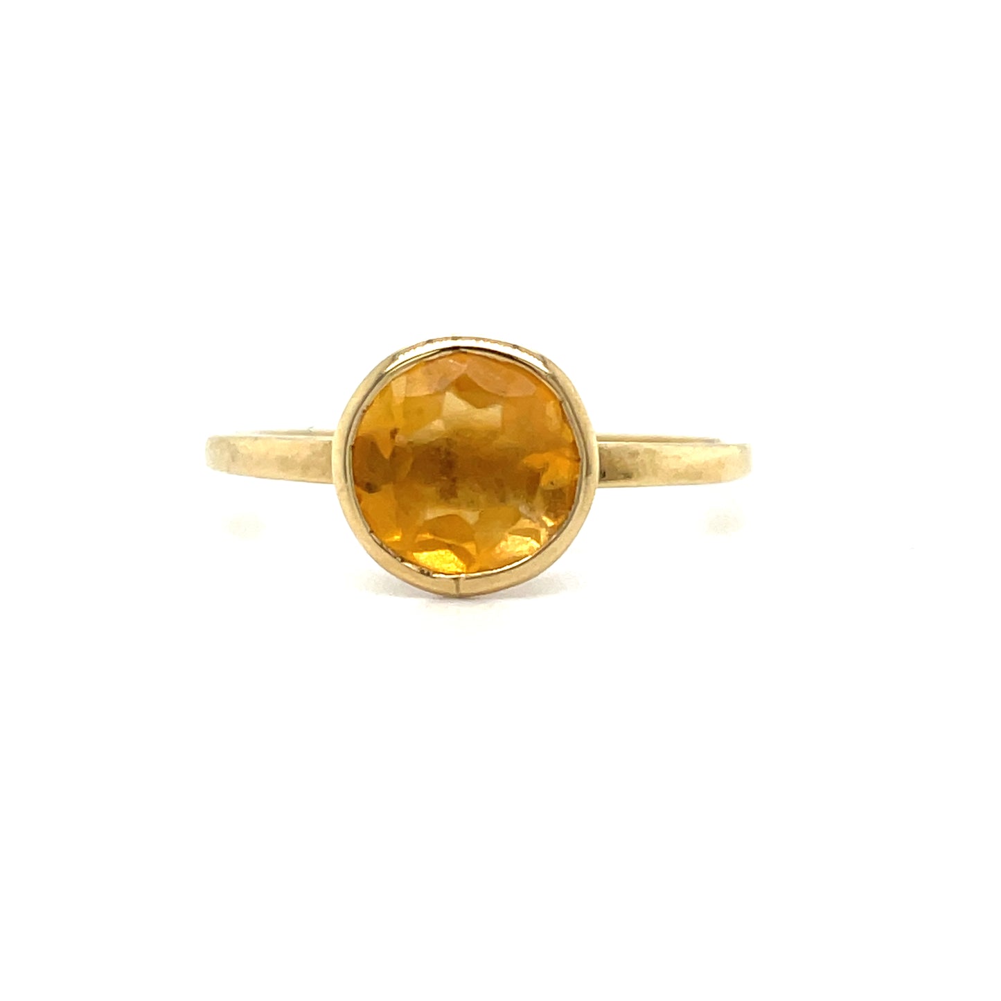 9ct Gold Rubover Set Solitaire Citrine Ring