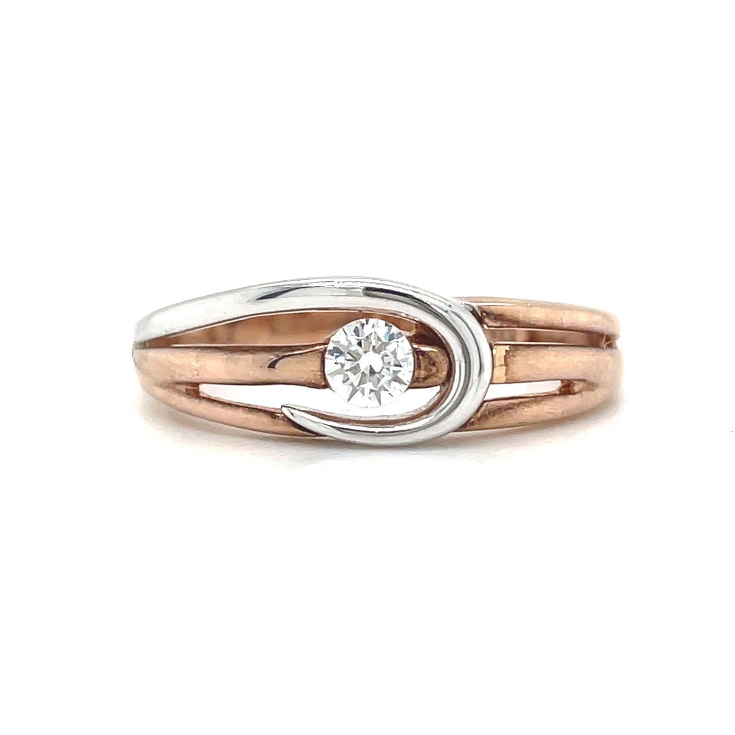 9ct White and Rose Gold CZ Ring