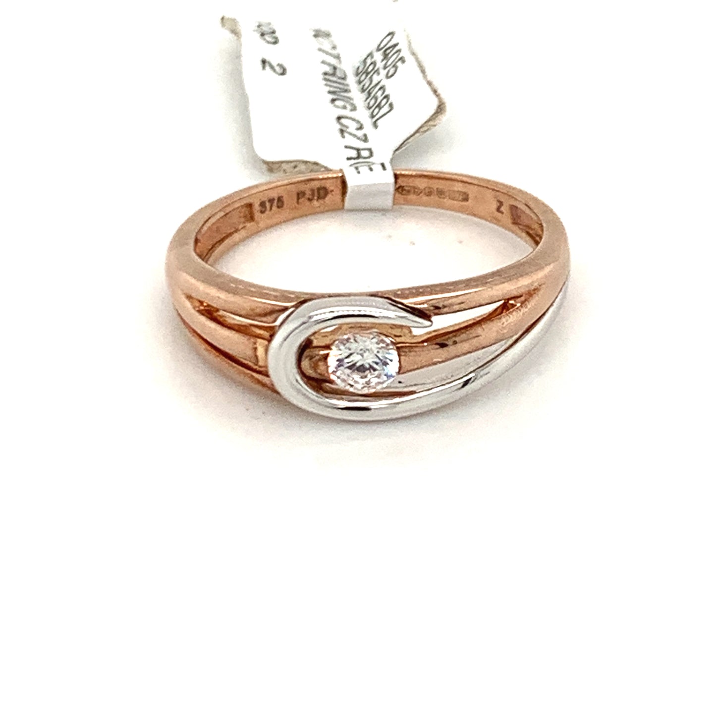 9ct White and Rose Gold CZ Ring