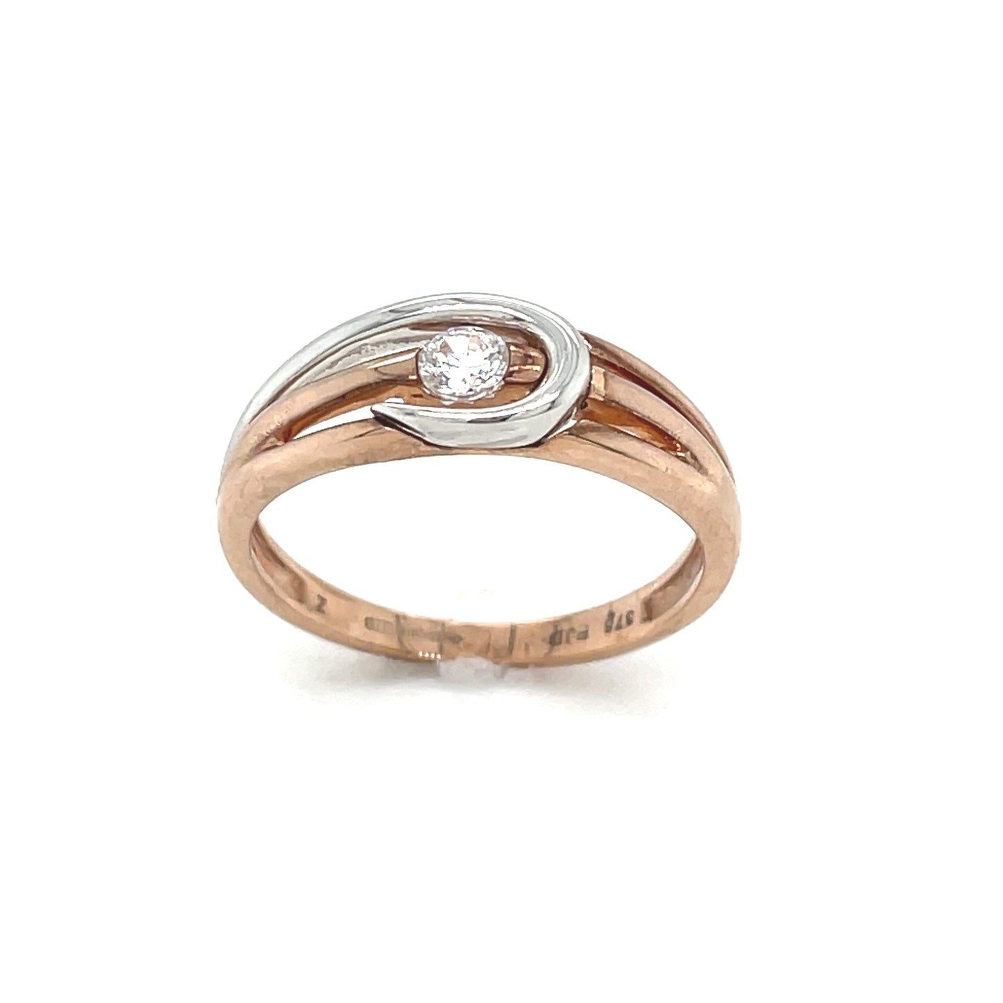9ct White and Rose Gold CZ Ring