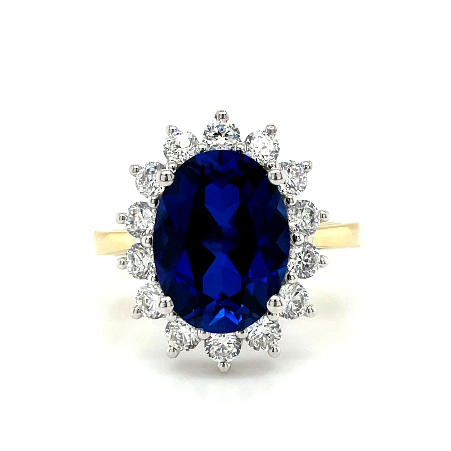 9ct Sapphire And Cubic Zirconia Cluster Ring