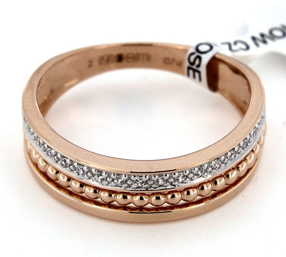 9ct Cubic Zirconia Three Row Ring In Rose