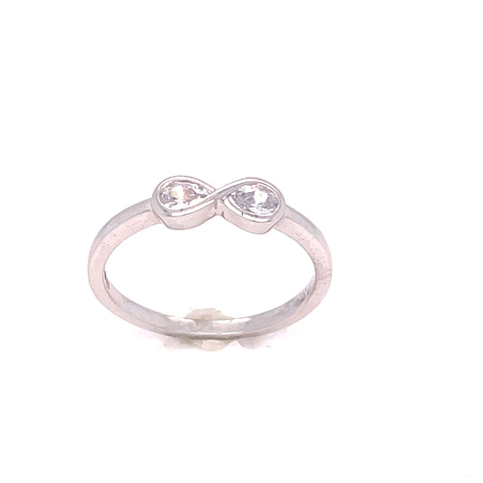 9ct White Gold Cubic Zirconia Infinity Ring
