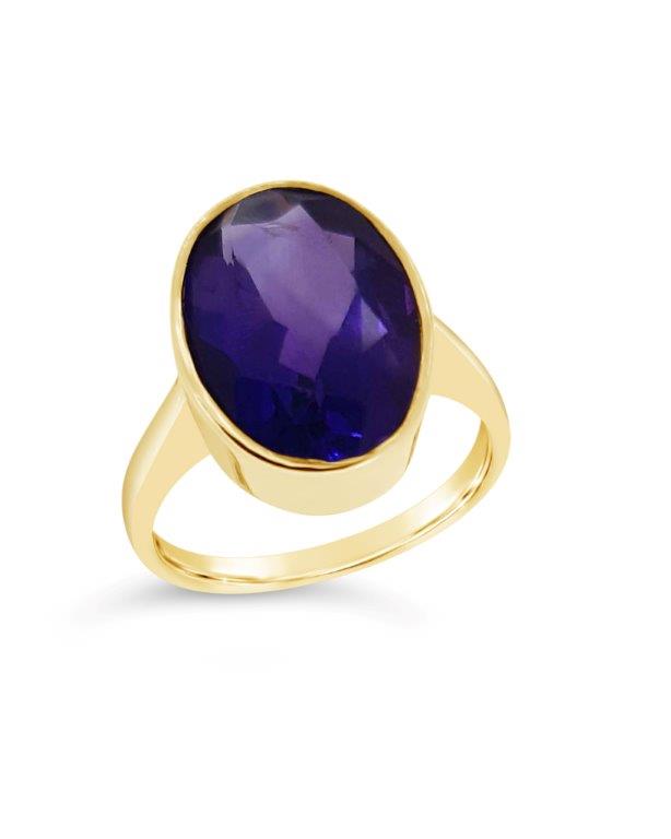9ct Amethyst Oval Rubover Dress Ring