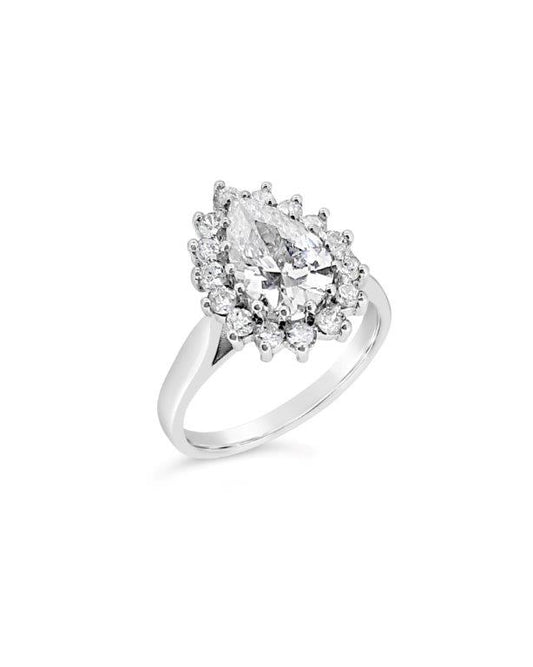 9ct White Gold Pear Cluster Cubic Zirconia Dress Ring