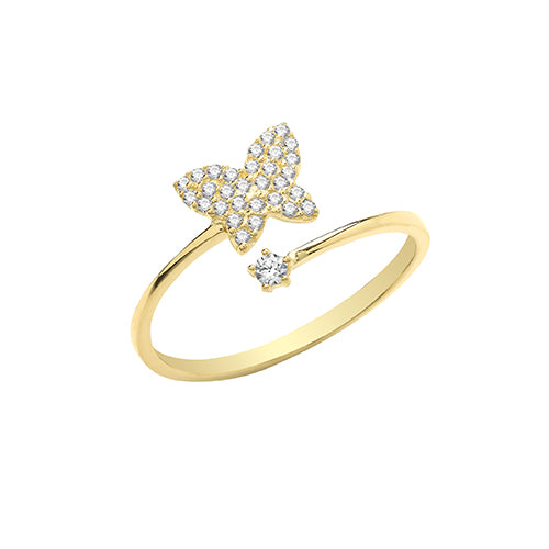 9ct Cubic Zirconia Butterfly Open Ring