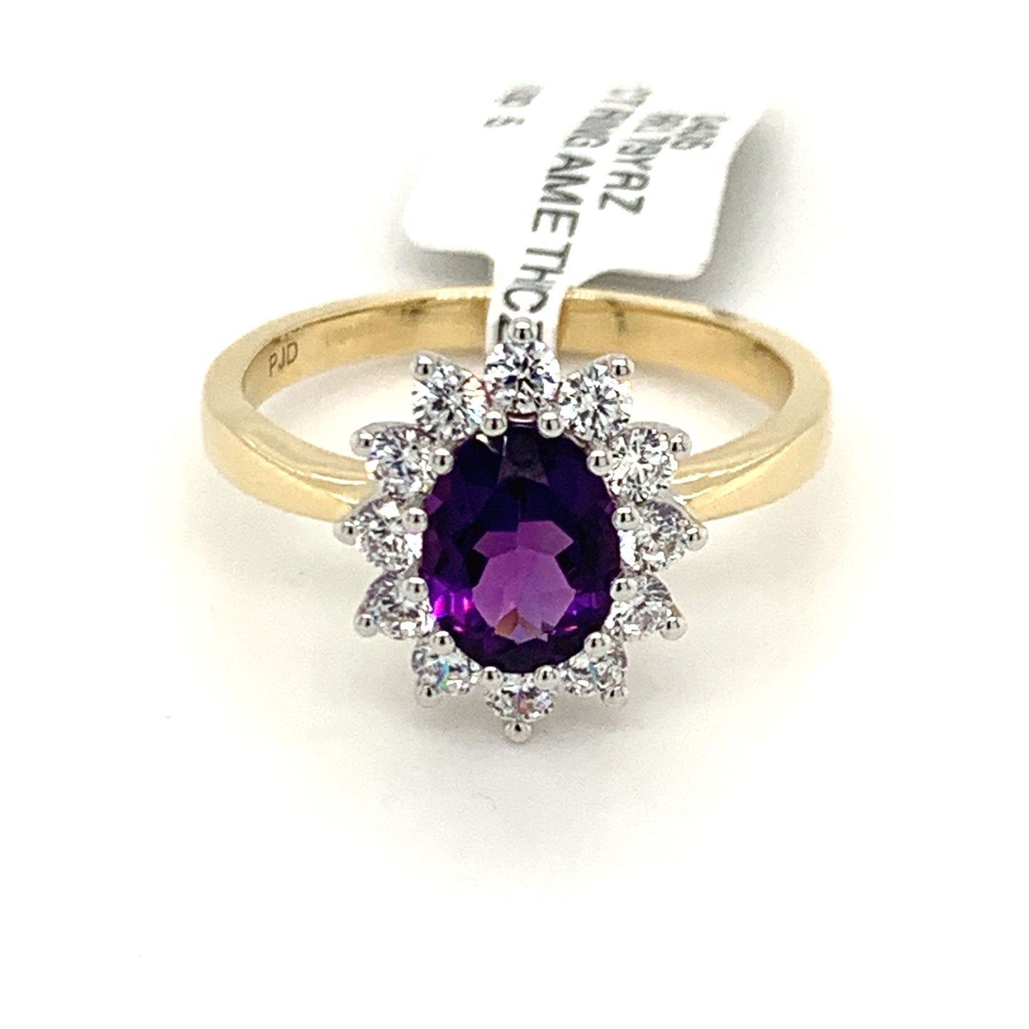 9ct Amethyst And Cubic Zirconia Cluster Dress Ring
