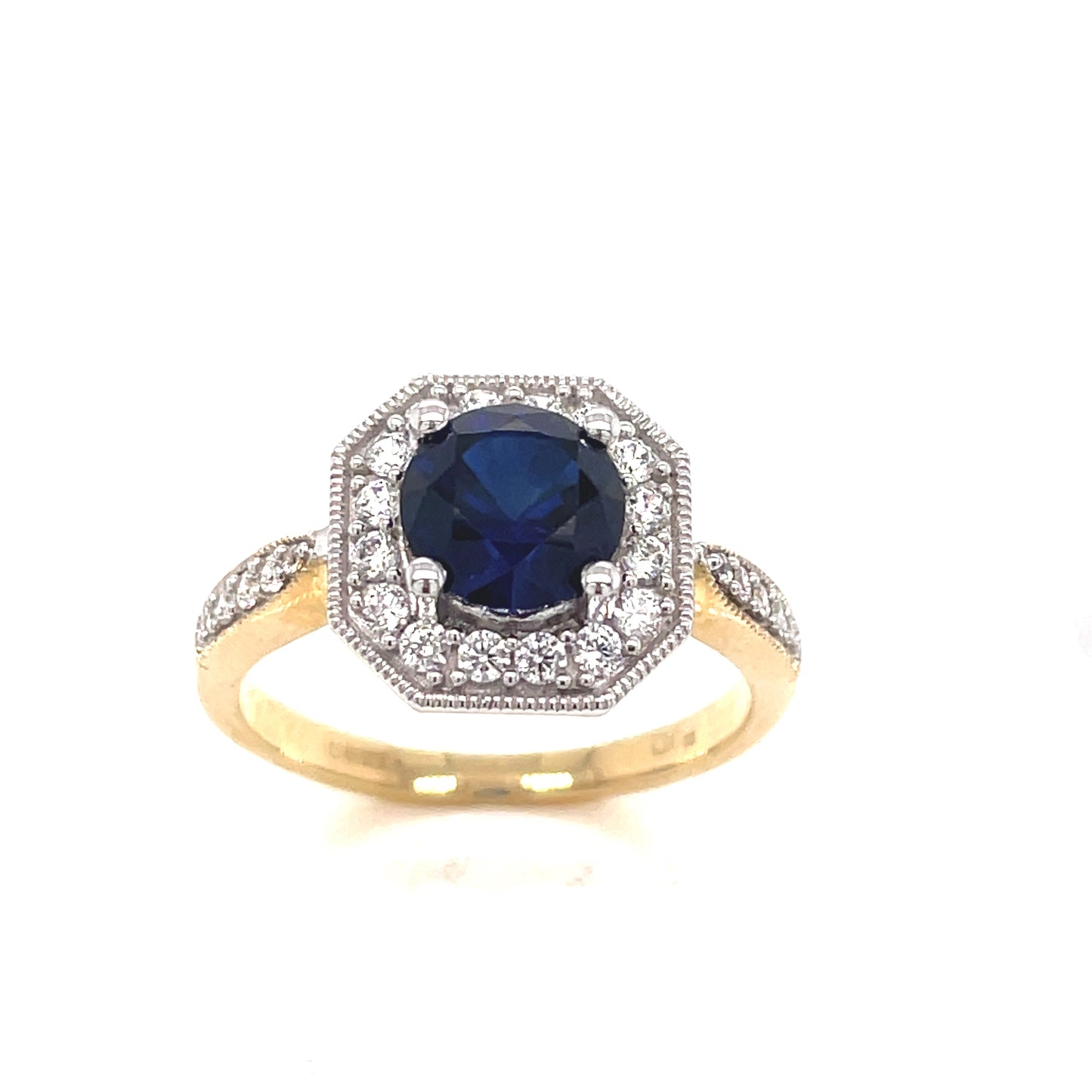 9ct Sapphire And Cubic Zirconia Dress Ring