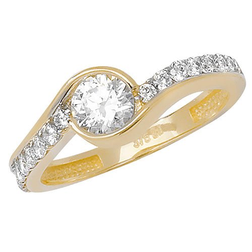 9ct Cubic Zirconia Rubover Solitaire Ring