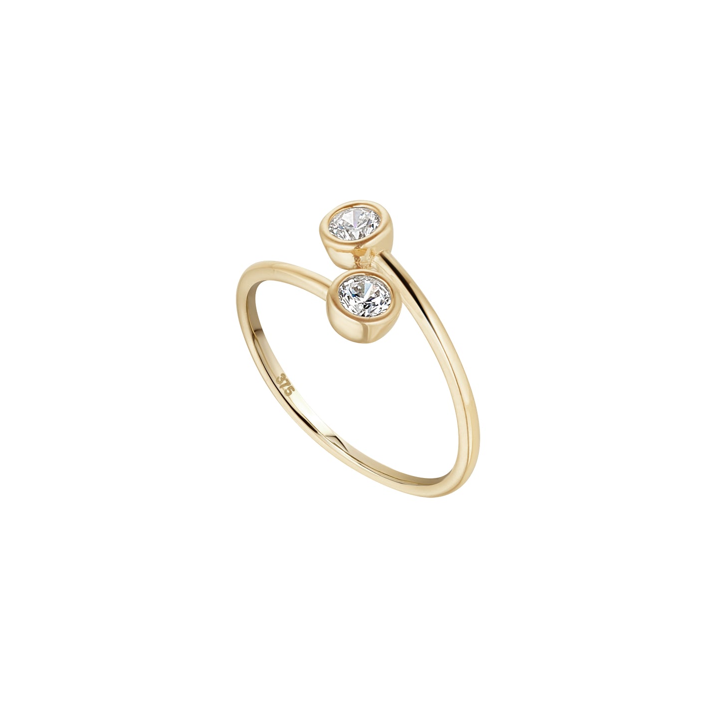 9ct Cubic Zirconia Double Rubover Wrap Ring