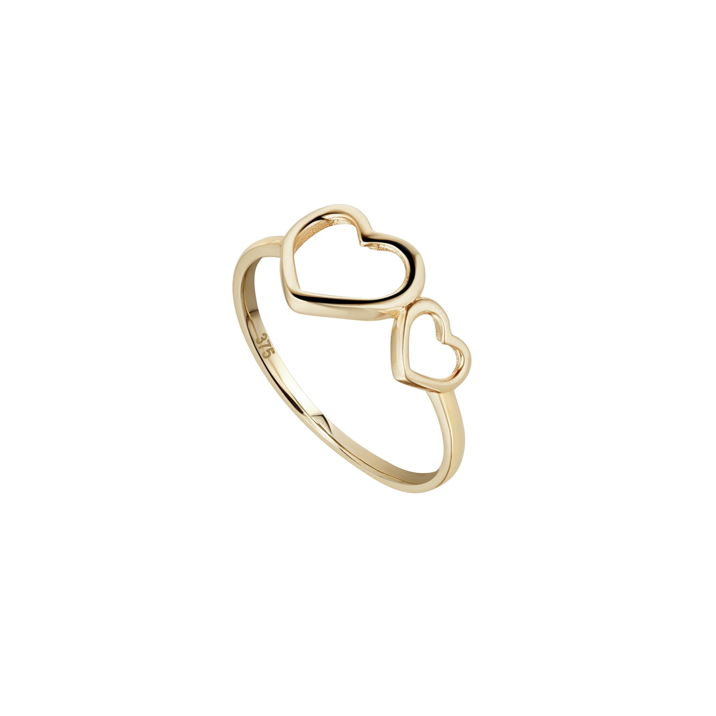 9ct Gold Cubic Zirconia Double Heart Wrap Ring